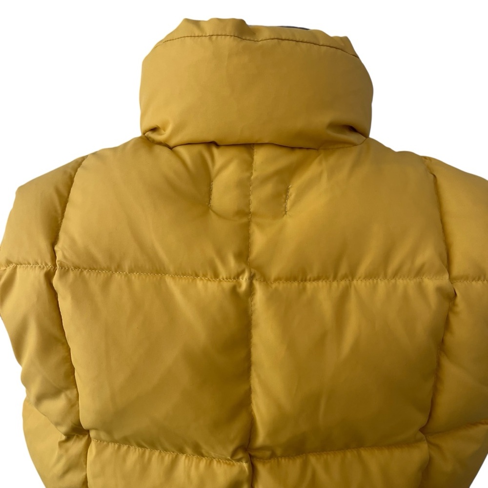 Vintage Lands’ End down button up puffer vest yellow nylon S - Picture 9 of 13